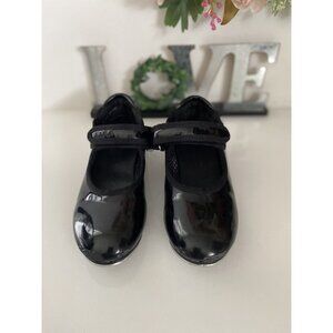 Freestyle by Danskin Tap Shoes Youth Size 10 Black Adjustable Strap Patent Shine